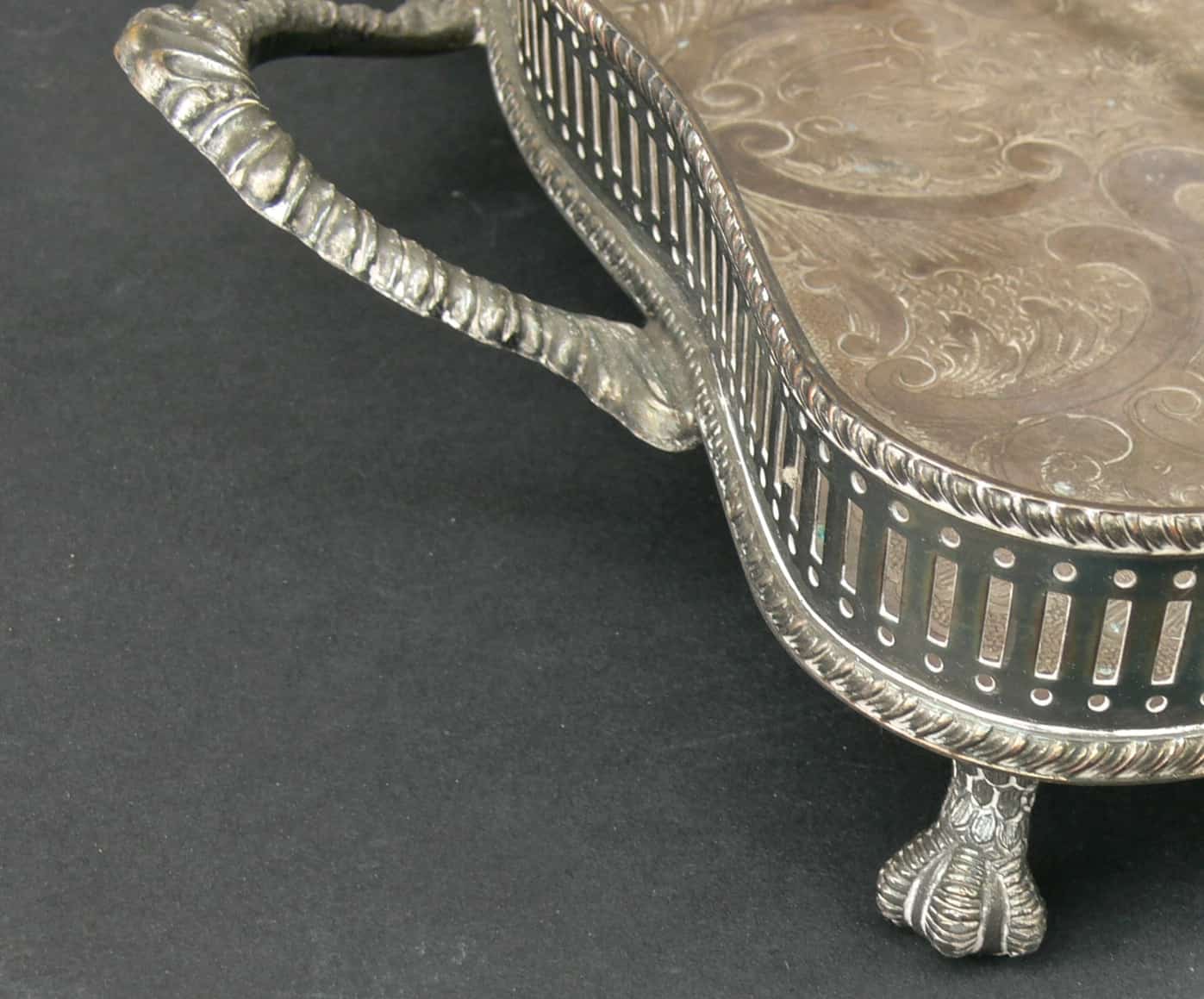 Sheffield Reproduction SILVER Plated On Copper Rococo Tray
